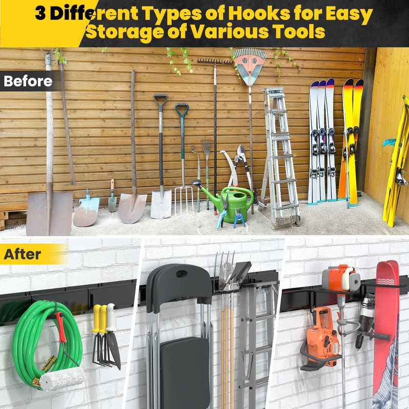 WXCOPON Garage Wall Organizers, 48'' Yard Tool Organizer Wall Mount
