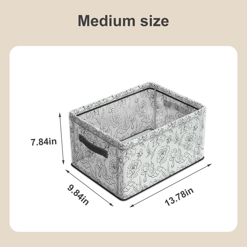 2 Pack Storage Boxes with Handle, Foldable Storage Basket for