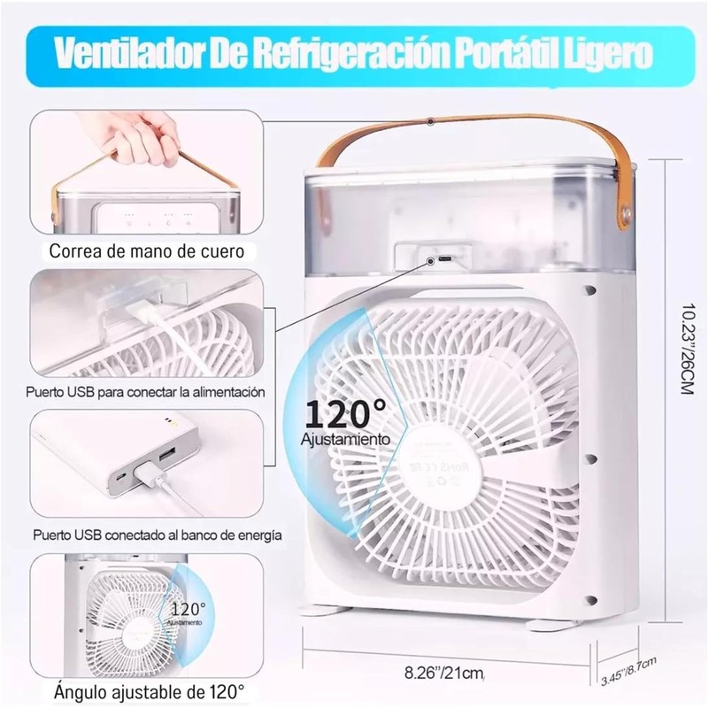 LUXVI Ventilador de Escritorio y Humidificador con Luz LED: Refresca