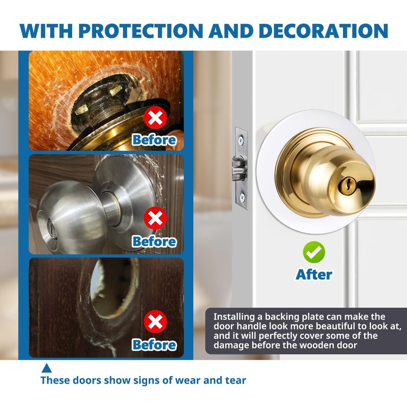 Vizava 2 Pcs Upgraded Door Knob Plates with Double-Sided Tape