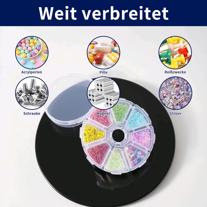 hurifeng 8 Compartment Storage Box - Round Plastic Sorting Box