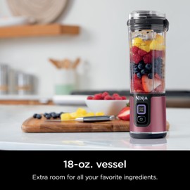 Ninja Blast Portable Blender, Cordless, 18oz. Vessel, Personal Blender For-Shakes and Smoothies, BPA Free, Leakproof-Lid and Sip Spout, USB-C Rechargeable, Dishwasher Safe, Metallic Cherry, BC151RD