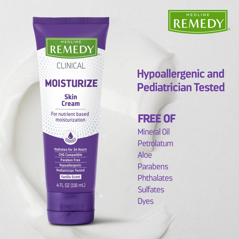 Medline Remedy Clinical Skin Cream, Vanilla Scent (4 fl oz),