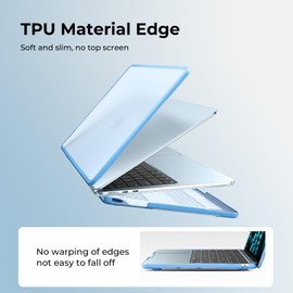 BlueSwan Anti-Cracking Hard Shell Case Compatible with MacBook Air 15 inch, M4 M3 M2 2025 2024 2023 Model A3114 A2941, Anti-Fingerprint Soft TPU Bumper + PC for Air 15" Laptop, Frosted Sky Blue