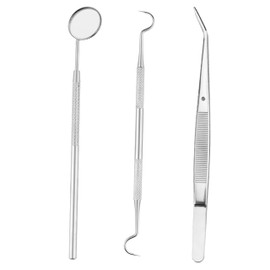 Teeth Cleaning Tools – Stainless Steel Dental Pick, Tartar Scraper, Tweezers, Mouth Mirror for Dentist Cabinet, Home, Pet Dental Care – Rustproof and Durable – Ergonomic and Easy to Clean