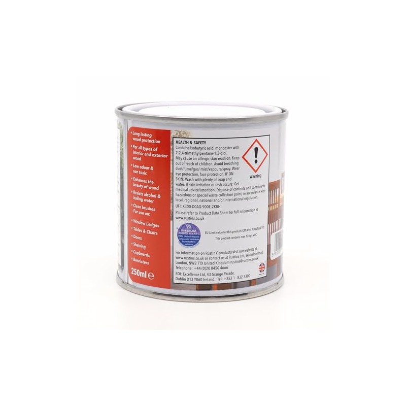 Rustins Quick Dry Polyurethane Varnish Gloss Clear 250ml