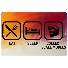 Makoroni - EAT Sleep Collect Scale Models - 8"x12" Aluminum Novelty Fun Street Sign, DesS4