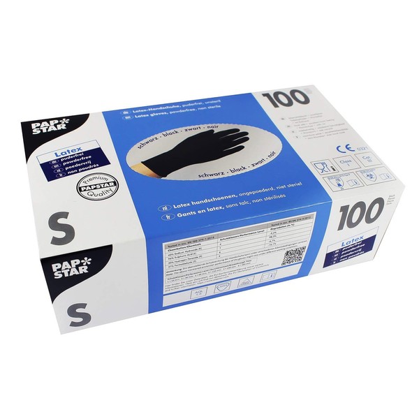 PAPSTAR 10014 Handschuhe aus Latex, Inhalt 100, S, schwarz