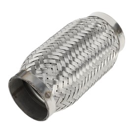 TUCKBOLD Car Exhaust Flex Pipe 2.59 Inch OD Flexible Braided Exhaust Tube | Universal Flexible Pipe Tubing Silver Tone 1 Pc