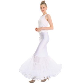 Women's Mermaid Fishtail Crinoline Petticoat Floor Length Wedding Underskirt Trumpet Crinoline for Mermaid Wedding Dress, White, Large-X-Large