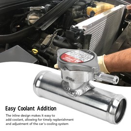 Radiator Hose Filler Inline Die Cast Filler Neck, Aluminum Upper Radiator Hose Filler with 16PSI Cap, 32mm 1‑1/4in Cooling Care CoolingCare in Line Radiator Hose Filler Neck Cap