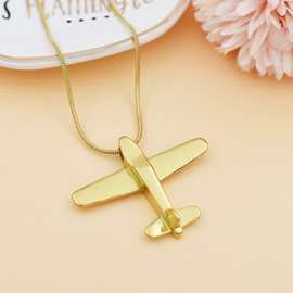 Airplane Ashes Necklace Aircraft Cremation Urn Necklace for Ashes Pendant Stainless Steel Keepsake Memorial Jewelry for Women Men, Metal, not known,