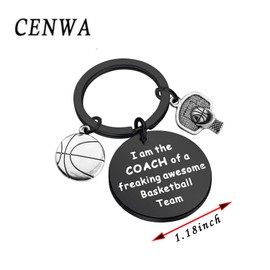CENWA Basketball Coach Keychain - Sports Gift for Coach - Black