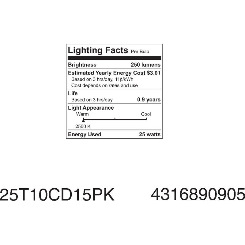 GE Lighting Incandescent Appliance Light Bulb, T10 Tubular Light Bulb,