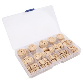 Wooden Buttons DIY Letters Pattern Sewing Buttons 140pcs Craft Buttons Decorative Buttons Bulk with Storage Box Children Clothes