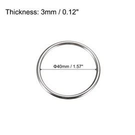 sourcing map Metal O Rings, 15pcs 40mm(1.57") ID 3mm Thickness Multi-Purpose Welded O-Ring Buckle for Craft Belt Purse Bag Making Hardware, Silver Tone
