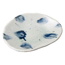 Marui Pottery MR-3-3408 Shigaraki Ware Hechimon Tatara Small Plate, Blue Shizuku