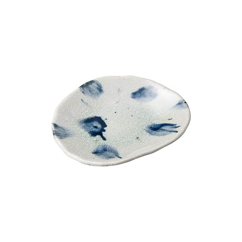 Marui Pottery MR-3-3408 Shigaraki Ware Hechimon Tatara Small Plate, Blue