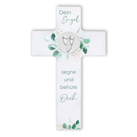 Fritz Cox Wooden Cross Your Angel Bless and Protect Yourself, 15 cm, White