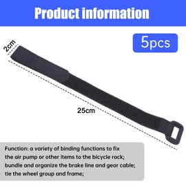 RLMVGBX Bicycle Tie Strap, 5Pcs/Set Bike Cable Ties Bike Pump Belt Riding Adjustable Nylon Handlebar Tie Straps