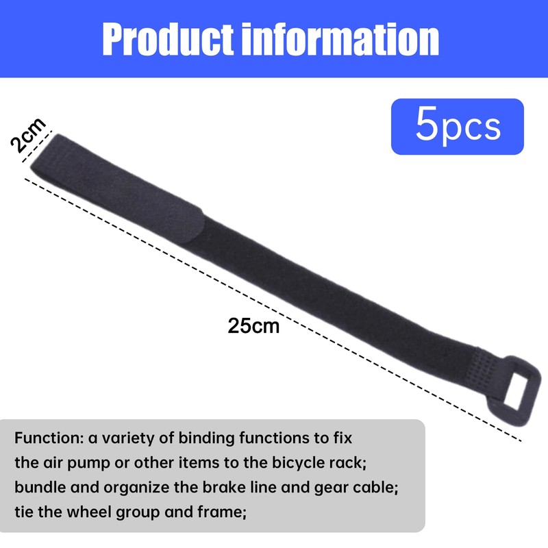 RLMVGBX Bicycle Tie Strap, 5Pcs/Set Bike Cable Ties Bike Pump