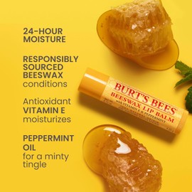 Burt'S Bees 100% Natural Moisturizing Lip Balm, Original Beeswax with Vitamin E and Peppermint Oil, 4 Tubes