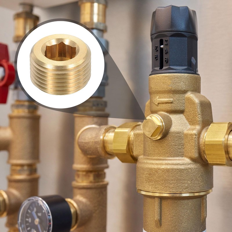 sourcing map 4Pcs Brass Pipe Plug Fitting, 3/8" BSP Male