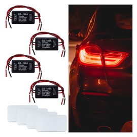 12V-16V Car Flash Strobe Controller, GS-100A Brake Light Tail Stop Lamp Flasher Module, Universal Car Truck Strobe Light Control Module for High Mount or 3rd Brake LED Retrofit (4PCS)