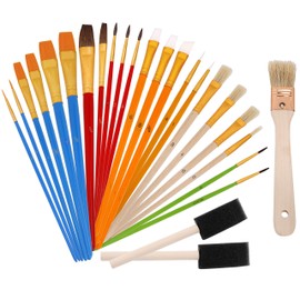 Art Paint Brush Professional Artist Brush Set Sponge Craft Brush Value Pack Assorted Shapes Sizes for Watercolor Oil Acrylic Painting 25 Pack