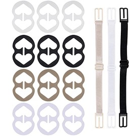 Thsinde Bra Strap Clips, 12 Bra Clips and Bra Straps Holder Women’s Black,White,Beige for Full Cup Size