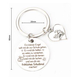 Stainless Steel Keyring with Angel and Heart, The Perfect Gift for Women, Inspirational Courage Gift for Girlfriend, Birthday Gift and Small Gifts for Any Occasion, silver