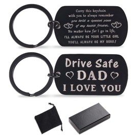 HiPeep Drive Safe Keychain - I Love You Dad Gifts from Daughter Son, Fathers Day, Birthday, Christmas, Engraved Keychain