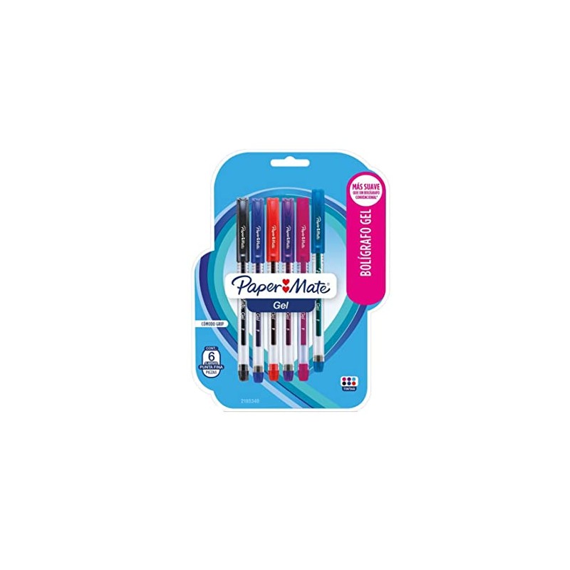 Bolígrafos De Gel Paper Mate 6 Pzas Punta Fina 0,6
