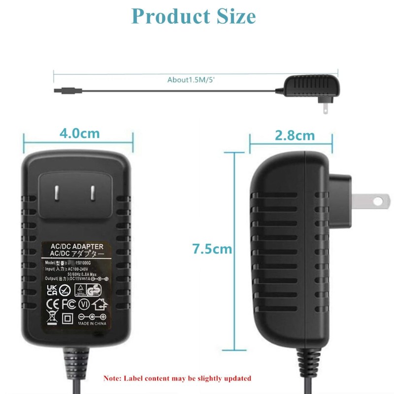 GuanTing 15V 1A AC Power Adapter with 8 DC Plug