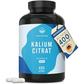 Potassium Potassium - 400 Capsules - 2,222mg per Day - Potassium Citrate with 800mg Elemental Potassium - 6 Months Supply - Made & Laboratory Tested in Germany - Vegan, No Additives - TRUE NATURE