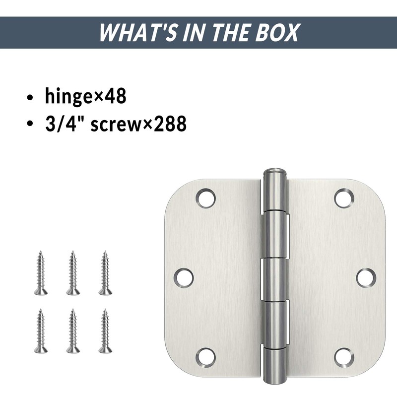 HOSOM 48 Pack Brushed Nickel Door Hinges 3.5 Inch with