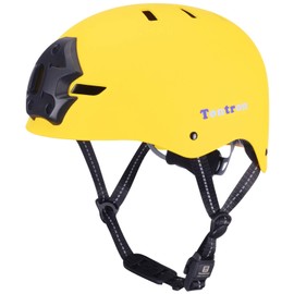 Tontron Adult Skate Helmet with Camera Mount Plate (Matte Sunny Yellow, Large)