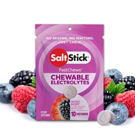 SaltStick FastChews, tabletas de repuesto de electrolitos para rehidratación, ejercicio, senderismo y recuperación deportiva, 12 paquetes de 10 tablet