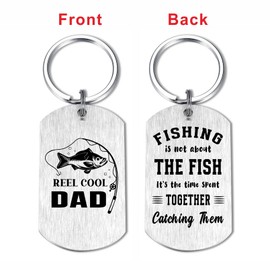 Laluminter Fishing Dad Keychain - Real Cool Dad - Christmas Father's Day Gifts for Fishing Dad - Fisherman Gift for Daddy Men