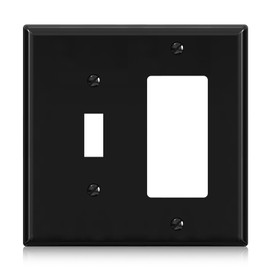 Combination Wall Plate ELEGRP 2-Gang 1-Toggle Light Switch 1-Decorator/GFCI Device Combination Wall Plates, Mid-Size 4.88" x 4.94" Unbreakable Thermoplastic Faceplate Cover, UL (1 Pack, Glossy Black)