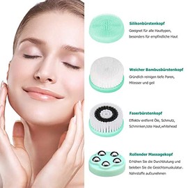 Cepillo de Limpieza Facial,Limpiador Facial Electrico Recargable,Cepillo Limpiador Facial Impermeable,Cepillo Facial Giratorio de 360° con 3 Modos,Cepillo Exfoliante facial para Cara con 4 Cepillos
