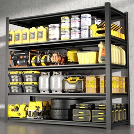 Black Metal Garage Shelving Heavy Duty,5 Tier Garage Shelving Units and Storage,Industrial Shelving Unit&Basement Storage Shelves with Adjustable Shelf,Utility Shelf for Garage,Warehouse (72*24 IN)