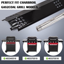 Hiorucet Grill Replacement Parts for Char Broil Gas2Coal 463340516, 463370516, 463370519, 463336818. Grates, Heat Plate, Burner, Crossover Tube, Igniter For Charbroil Gas2Coal Grill Replacement Parts.