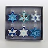 Set of 6 Glittered Blue and White Star of David