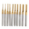 10pcs End Mill Cutter Drill Bits, Titanium Coated End Mill