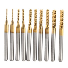 10pcs End Mill Cutter Drill Bits, Titanium Coated End Mill Spiral Router Bits Cemented Carbide CNC Milling Cutters Tools 1.0-3.0mm