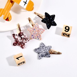 Pack of 8 Children's Hair Pins, Cute Star Hair Clips, Sequin Hair Clips, Children's Hair Pins, Star Hair Accessories, Snap Hair Clips, Sparkling Hair Clips for Girls