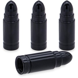 MEAJOO 4PCS Bullet Tire Valve Stem Caps, Anodized Aluminum with Rubber O-Ring Air Leakproof Valve Caps Cover, Universal for Cars, SUVs, Bikes, Trucks and Motorcycles (Black)