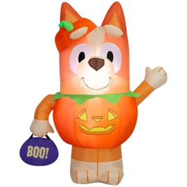 Gemmy Airblown Inflatable Bingo in Pumpkin Costume Bluey, 3.5 ft Tall, Multicolored