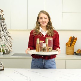 CLAYNIX Lazy Susan for Countertop - Lazy Susan for Table, Mother of Pearl Turntable Organizer, Lazy Susan Turntable Organizer for Cabinet Pantry Kitchen Countertop Refrigerator Cupboard (15.7 in)